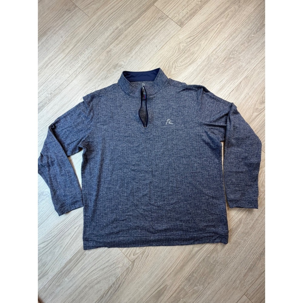 Rhoback Mens XL Quarter Zip Pullover Navy Herringbone Performance FA23_1_MQZP